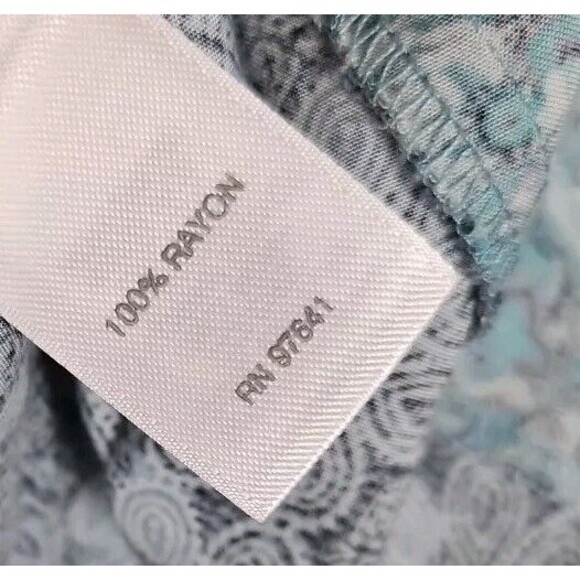 J Jill Blue Geometric Blouse Sz Lg Petite Rayon vneck - Picture 6 of 9